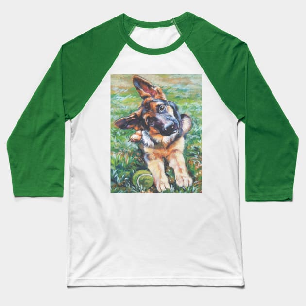 German Shepherd Fine Art Painting Baseball T-Shirt by LASHEPARD